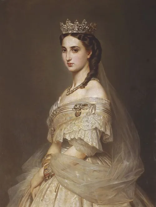 Ritratto di Carlotta del Belgio giovane, con la tiara, dipinto da Albert Graefle
