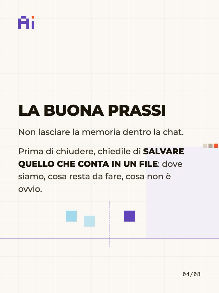 La memoria: il contesto che finisce, i file che restano, scheda 4 di 8