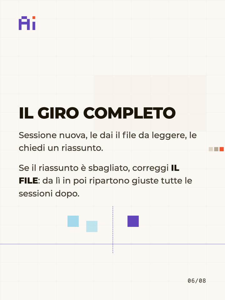 La memoria: il contesto che finisce, i file che restano, scheda 6 di 8