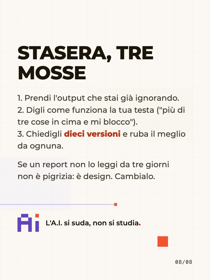 Il report dei tre giorni, scheda 8 di 8